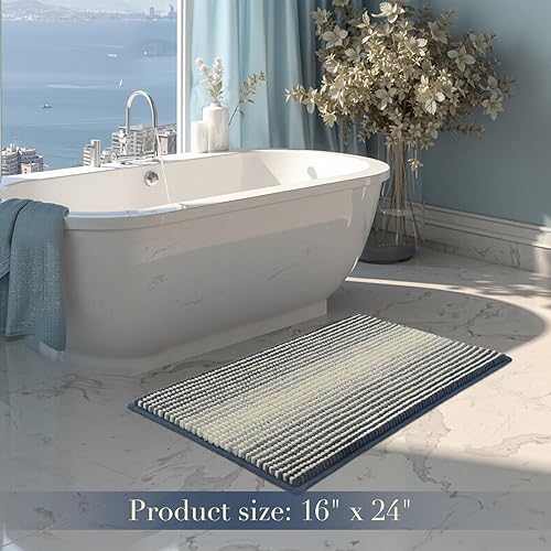 Miniatura 277 de BSICPRO Juego de alfombras y tapetes de baño, 2 piezas de felpilla gruesa y absorbente, antideslizantes, suaves y peludas para baño, lavables a