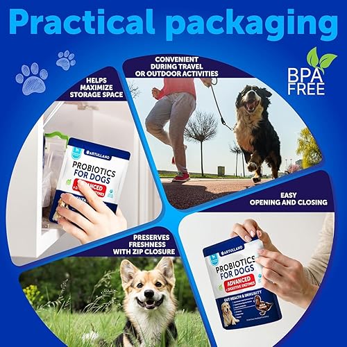 Miniatura 5 de Probióticos para Perros - Apoyo para la Salud Intestinal, Piel Con Picazón, Alergias, Inmunidad, Equilibrio de Levadura - Probióticos para Perros y