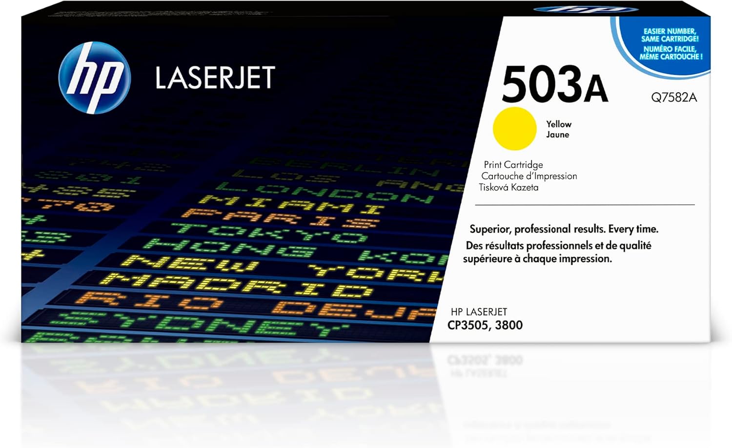 HP Original 503A Yellow Toner Cartridge | Works Color LaserJet 3800, CP3505 Series | Q7582A