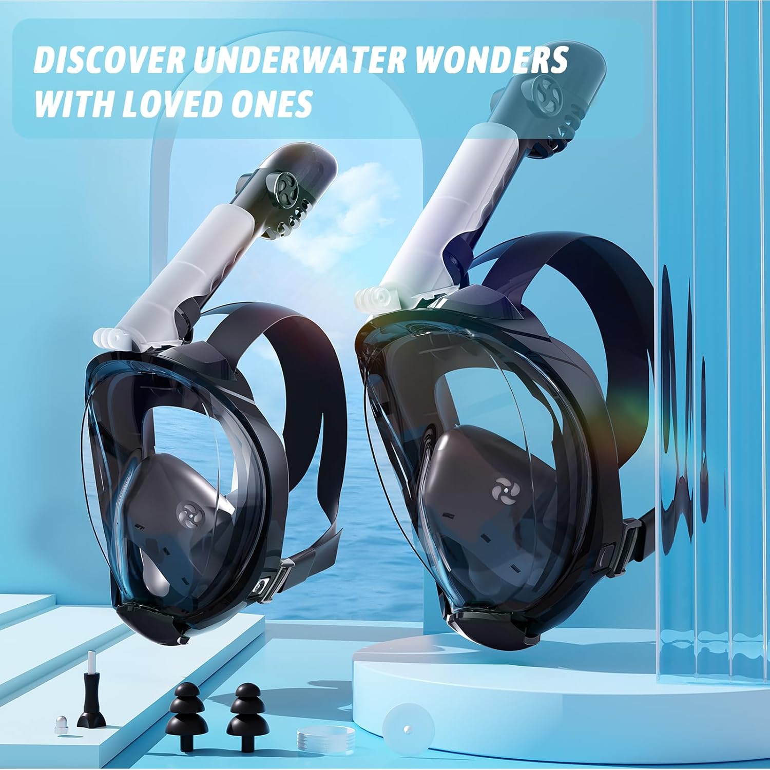 Greatever G2 Full Face Snorkel Mask for Adults Kids, 2 Pcs Snorkeling Set with Foldable Design, Dry Top System, 180° Panoramic View, Anti-Fog & Anti-Leak, Safe Breathing with Camera Mount Included - Image 8