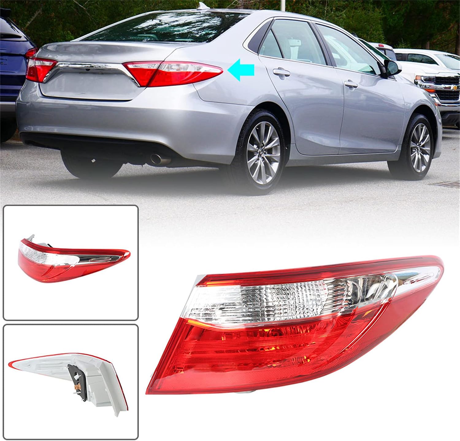 Tail Light Replacement for 2015-2017 Toyota Camry, Right Rear, LED, Red, Direct Replacement, Easy to Install, Enhances Car's Look