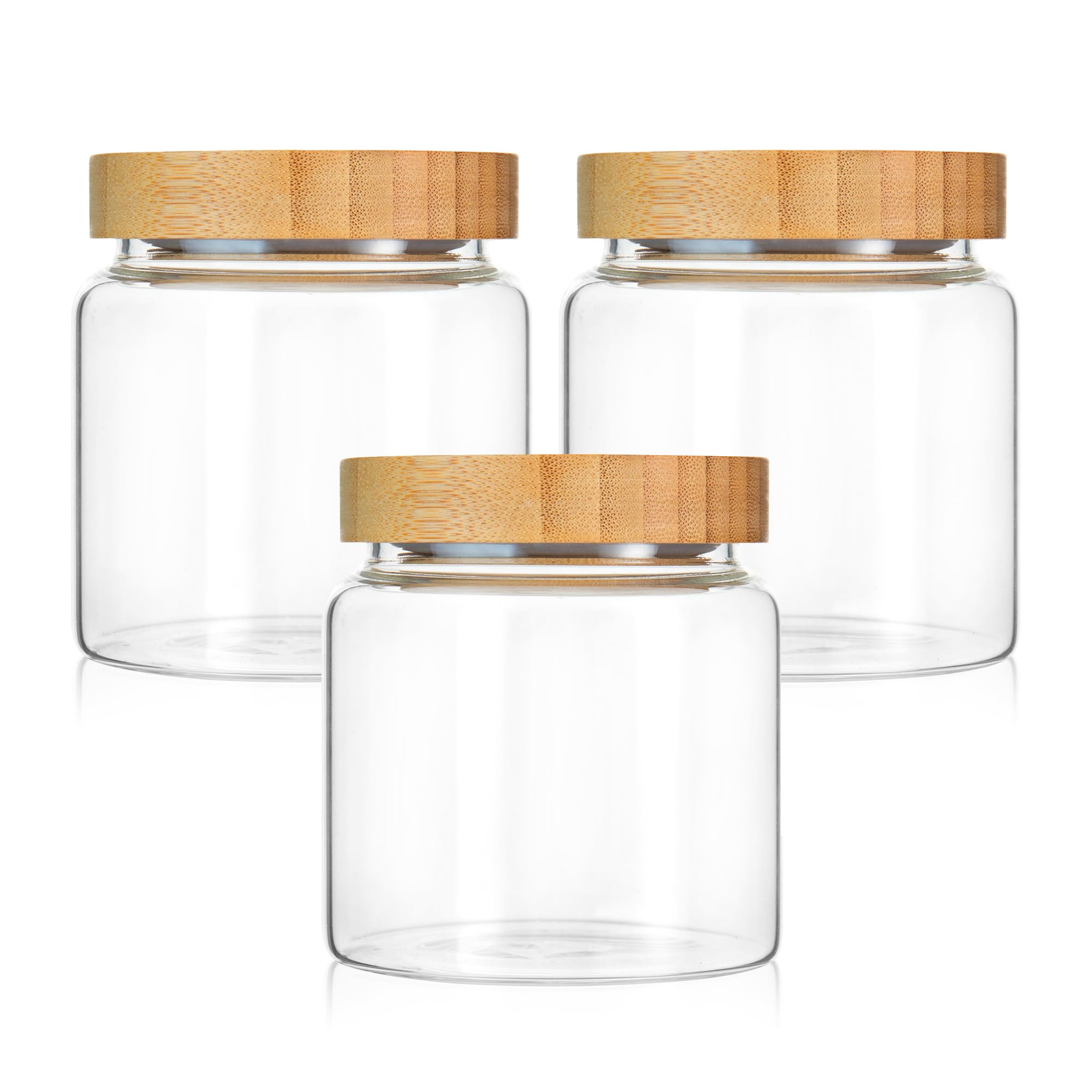 INCETUE 480 ml Clear Storage Canister with Lid, Small Glass Jar Set of 3