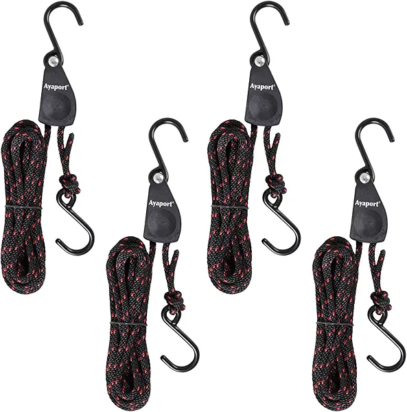 Ayaport Kayak Rope Tie Down Ratchet Straps Bow and Stern Ratcheting Tie Downs Rope Hanger Kayak and Canoe Accessories