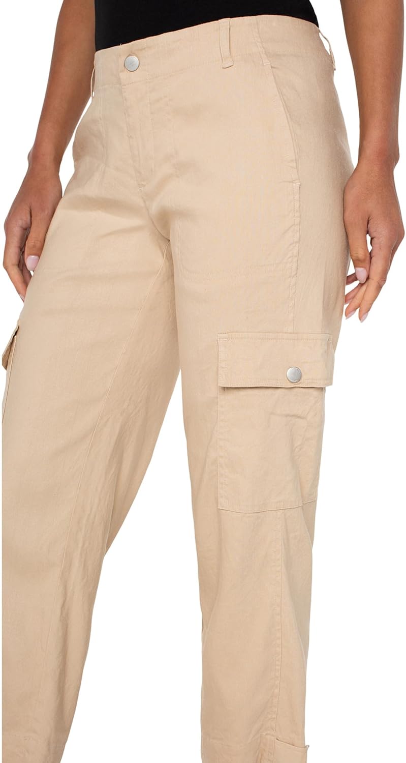 Liverpool Women's Mid-Rise Utility Crop with Tab Hem & Cargo Pockets Pants