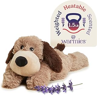 Microwavable & Weighted Stuffed Animals, Brown Dog - Heated Stuffed Animal Plushie for Warmth & Comfort - Cute Soft Plush Toys for Adults & Children (Boys, Girls, Babies & Toddlers)