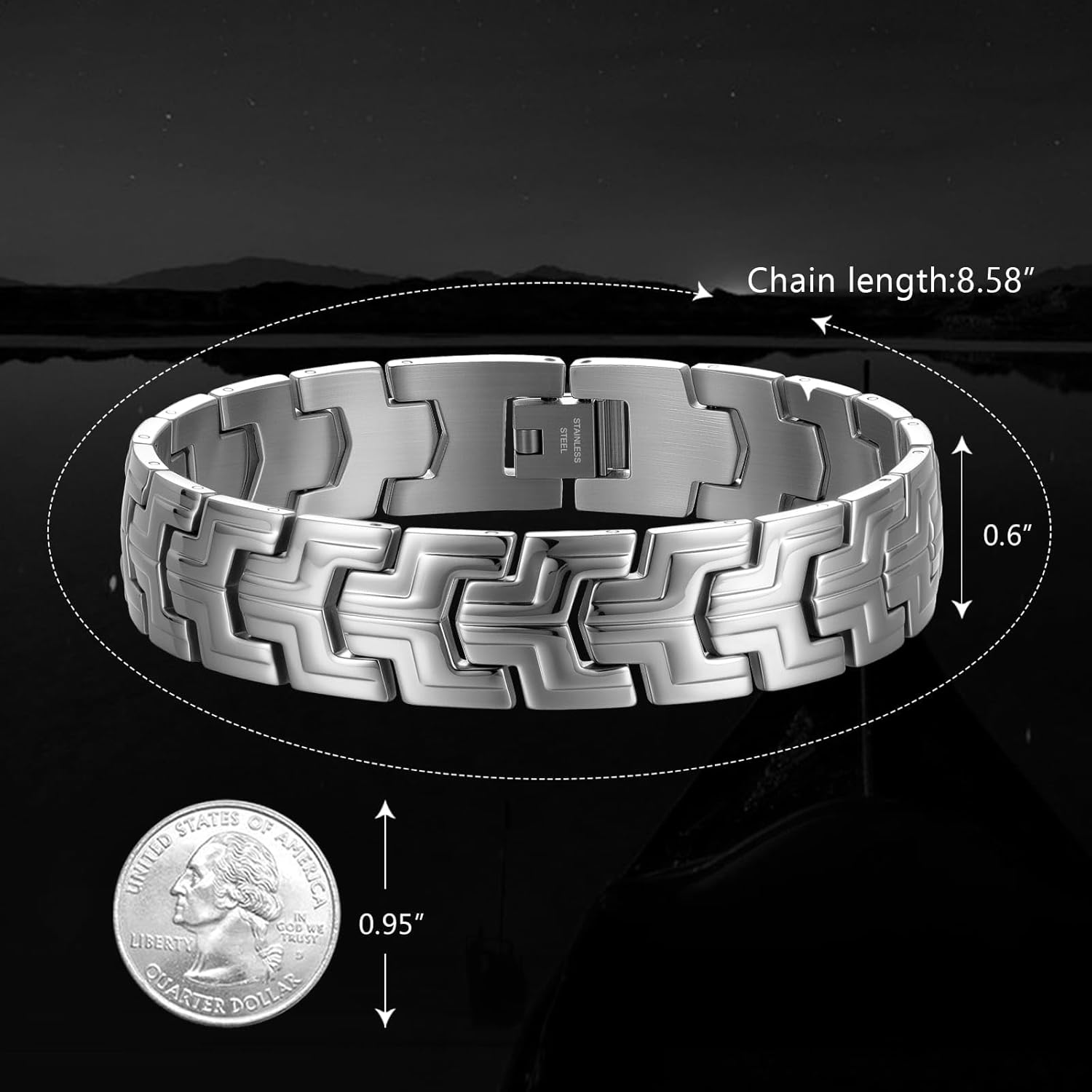 Men Bracelet Stainless Steel men black bracelet Link diamond silver bracelet blue particles jewelry Men chain Gift Boxes - Image 5