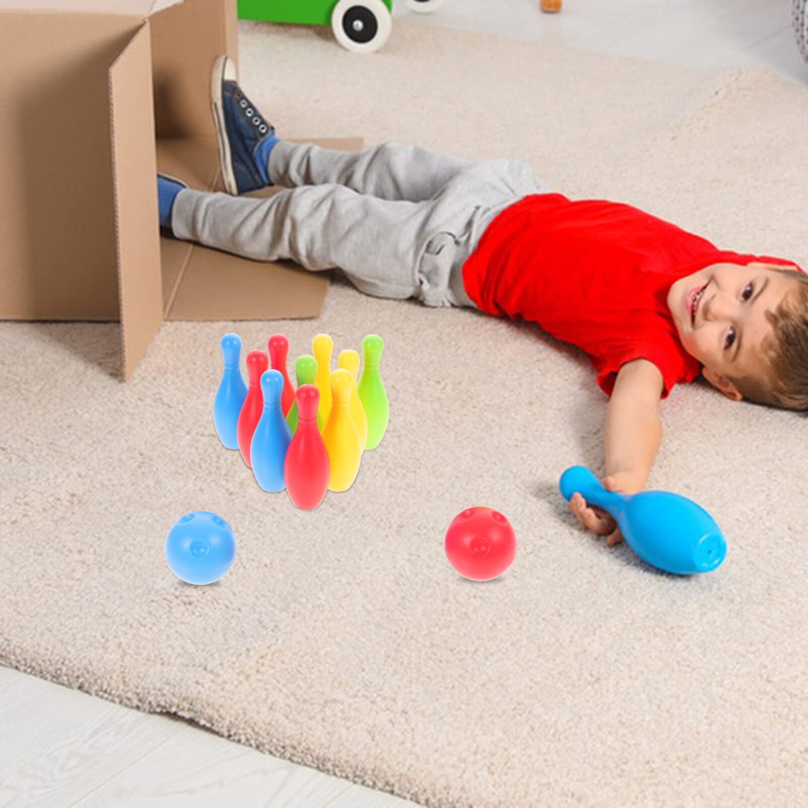 Kids Bowling Set, with 10 Bowling & 2 Balls, Educational Early Development Indoor & Outdoor Games Set - for Toddlers & Boys & Girls Ages 3,4,5-12 Years Old