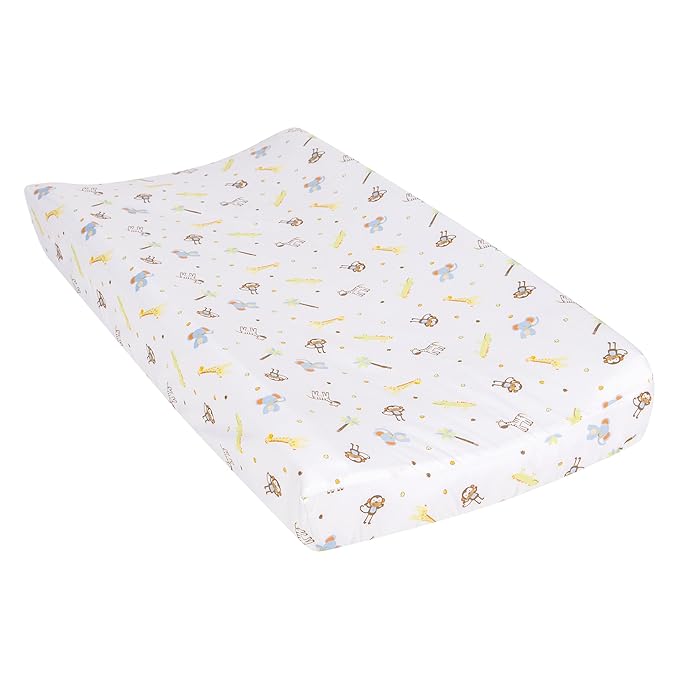 Trend Lab Jungle Fun Animal Changing Pad Cover, White