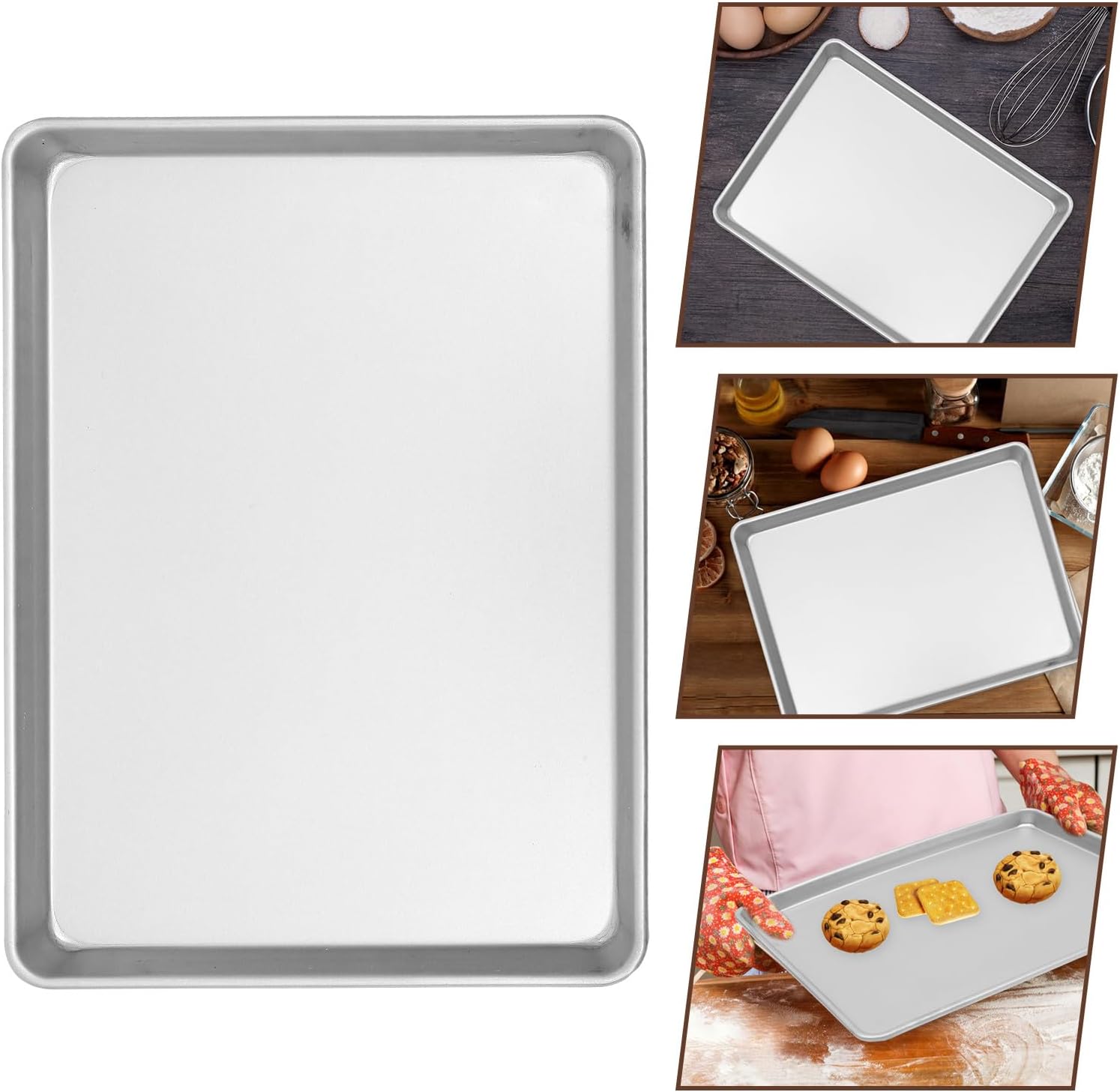 Cabilock Aluminium Alloy Baking Tray 450x330x25mm Reusable Cookie Baking Pan Small Sheet Pan for Oven Bread Cake Dessert
