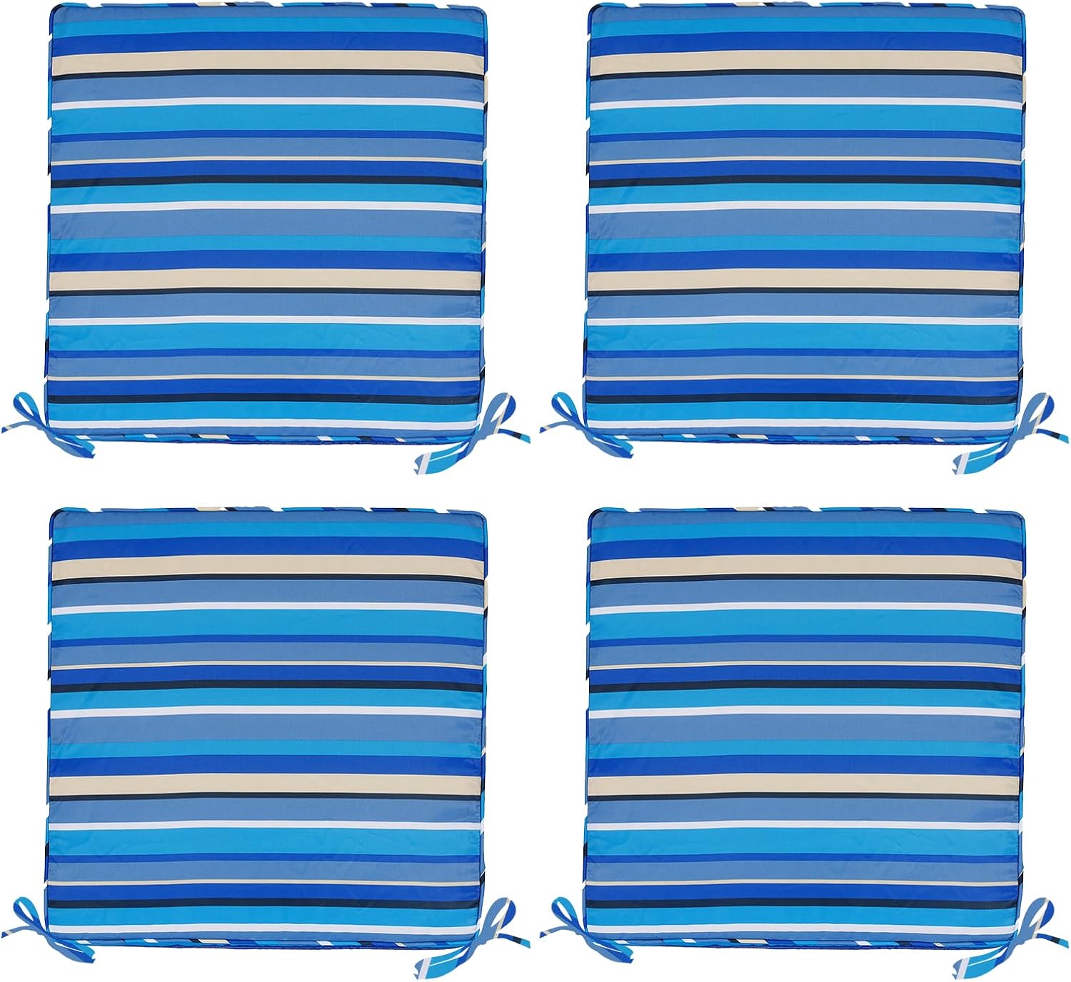 4 Pcs Outdoor Cushion Covers, Washable Patio Cushion Covers Replacement, Outdoor Couch Cushion Covers Waterproof with Zipper for Patio Furniture, 18.9×18.9×3.15 Inch, Blue Stripes