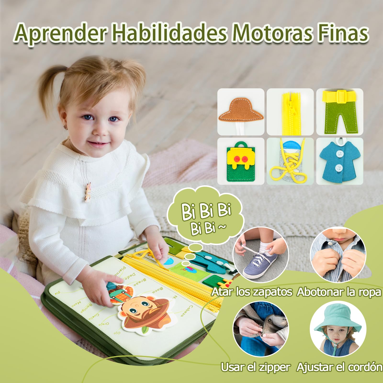 Español Busy Board Juguetes Montessori,10 en 1 Granja Tablero Sensorial Montessori,Motricidad Fina Juguetes Niños 1 2 3 4 Años,Juegos Educativos de Aprendizaje,Regalos Niños Niñas Cumpleaños Navidad