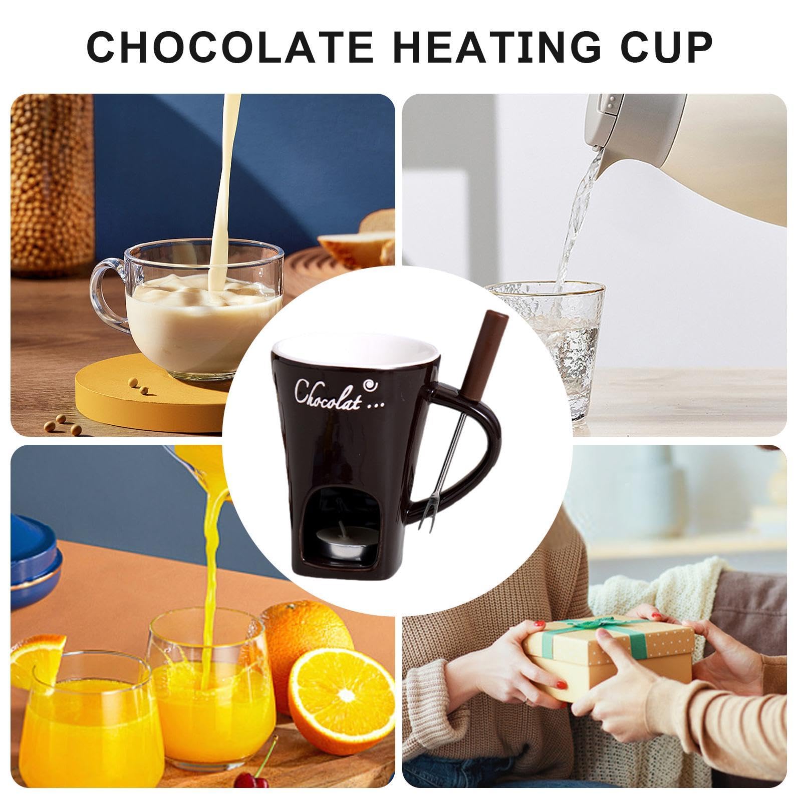 Schokofondue Set Keramik 130ml - Mit Teelicht & Gabeln Für Schokolade & Käse