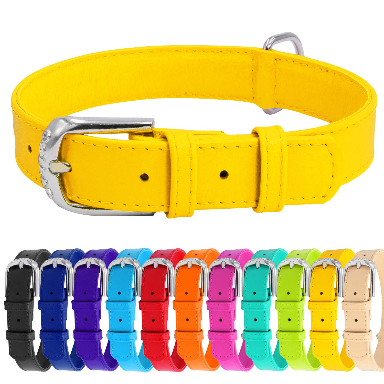 Glamour Plus Hundehalsband Aus Weichem Echtleder – Größe XS, 24,4–29,5 Cm | Für Kleine, Mittlere & Große Hunde