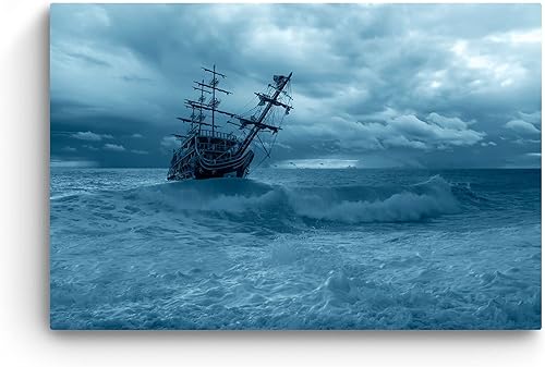 Miniatura 12 de Startonight Arte de pared de vidrio - Decoración de playa caribeña - Arte de vidrio acrílico templado 24 x 36 pulgadas Azul,Palmas blancas y