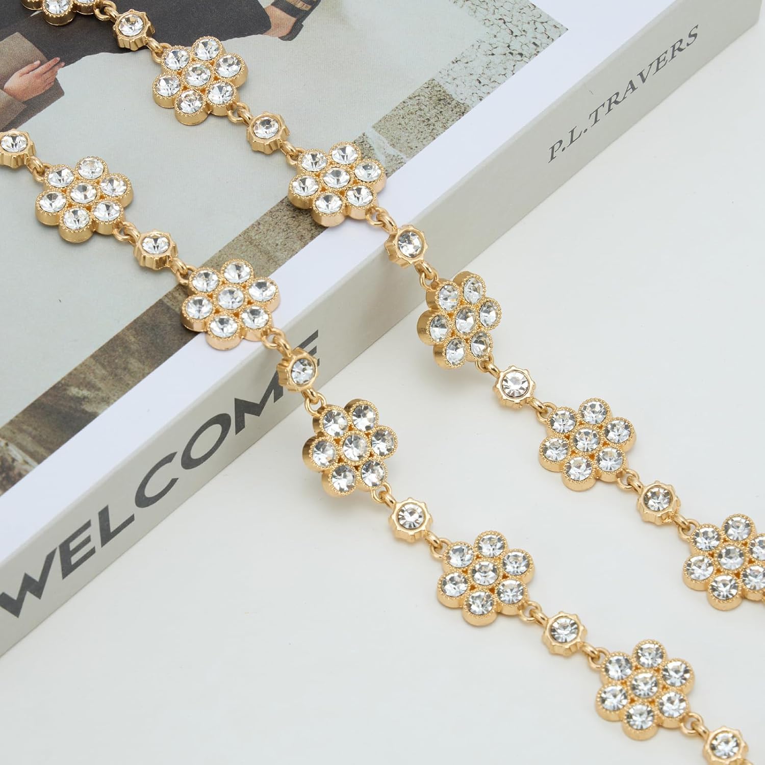 Rhinestone Diamond Flower Waist Belt Decorative Rhinestone Dress Belt - Image 2