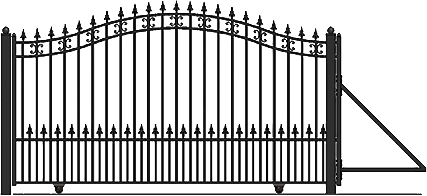 ALEKO 16x6 feet St. Louis Single Sliding Driveway Gate with Opener Kit, Galvanized Steel Anti-Rust Security Fence Barrier Set - DG16STPSSLAC1500