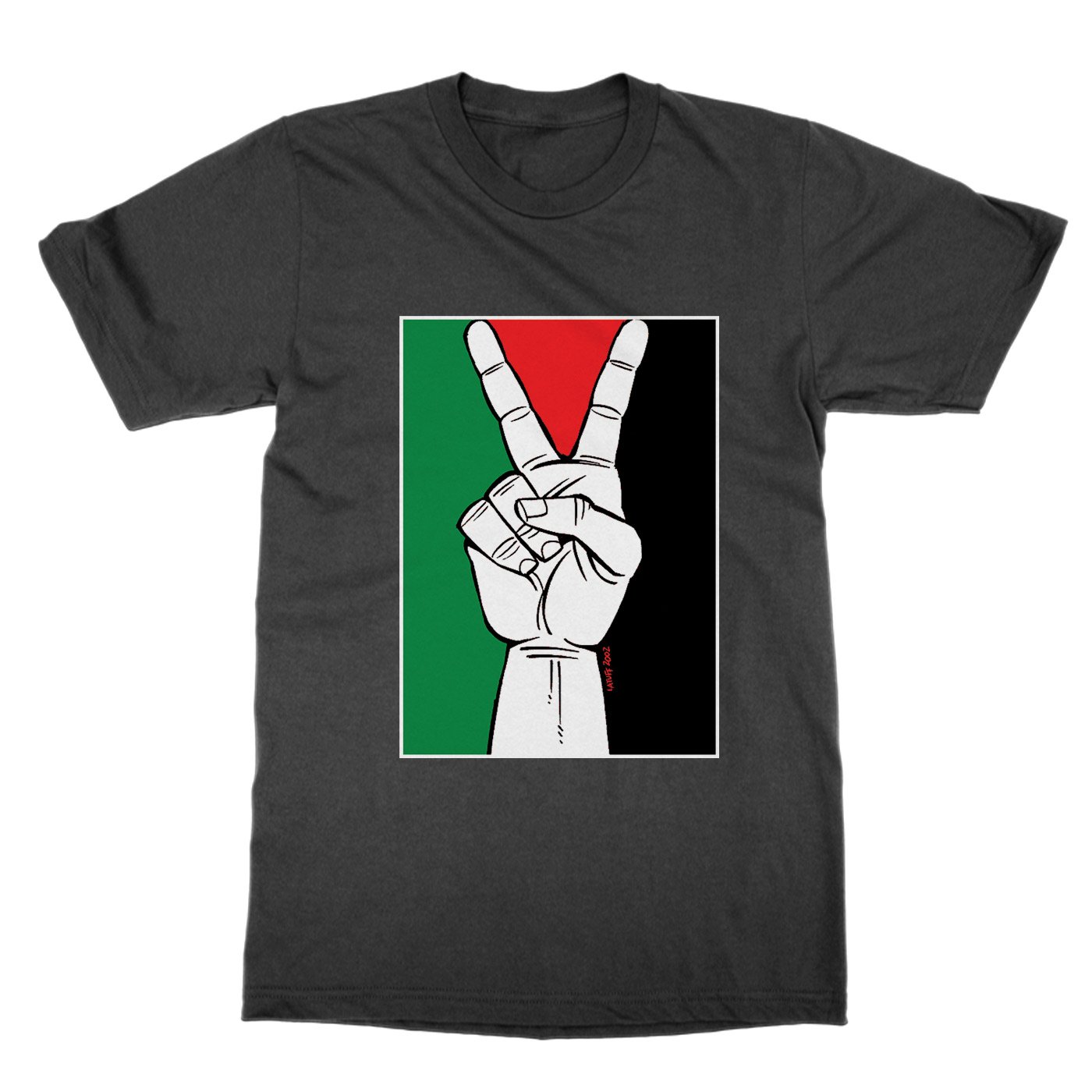 Clique Clothing Black Palestine Peace In Gaza Flag T-Shirt (, L)