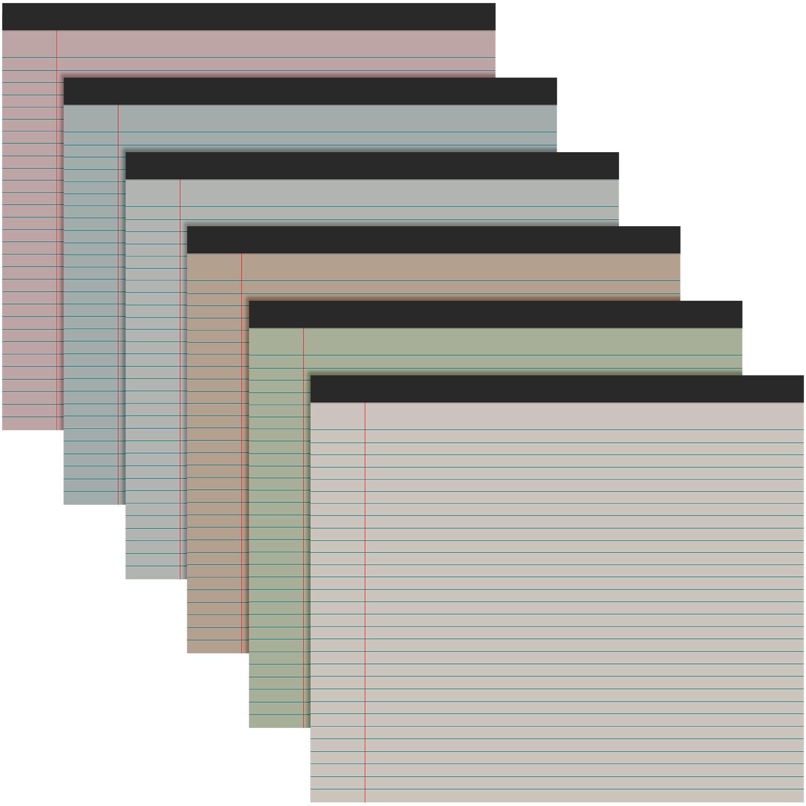 Lincia 6 Pcs 11" x 9.5" Legal Pads College Ruled Notepad Landscape Notebook Horizontal Lined Notebook 80 Gsm Assorted Colors Paper Pastel Writing Pads