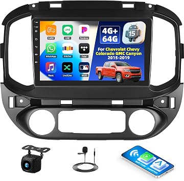4G+64G Android 15 Car Stereo for Chevrolet Chevy Colorado GMC Canyon 2015-2019 with Wireless CarPlay Android Auto,9" Touchscreen Car Radio with Mirror Link,WiFi/GPS Backup Camera,Bluetooth,FM/RDS,DSP