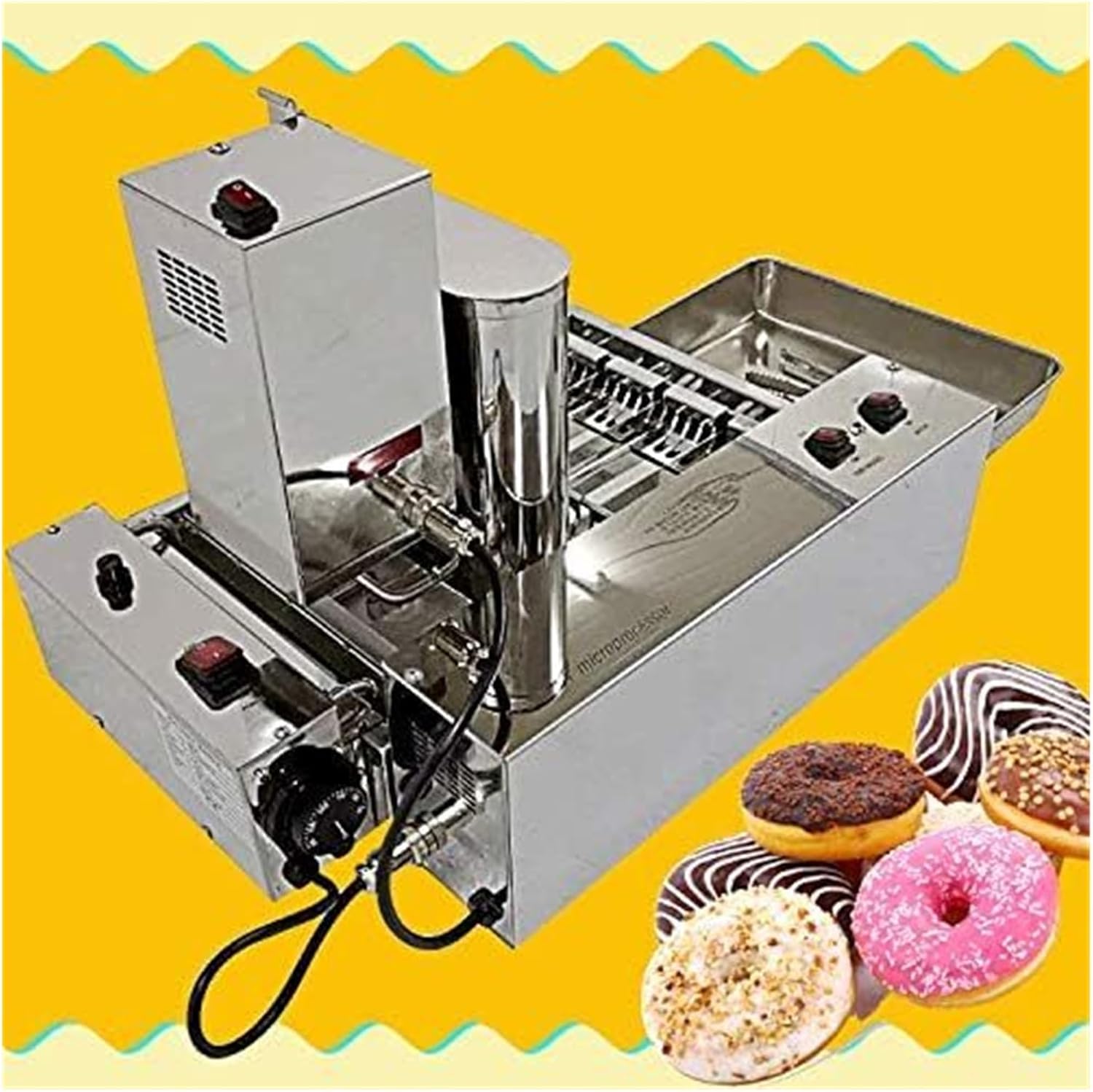 Commercial Donut Maker Machine - Automatic 4 Row Doughnut Fryer with 5.5L Hopper for Perfect Fried Donuts, Ideal for Bakeries & Food Trucks
