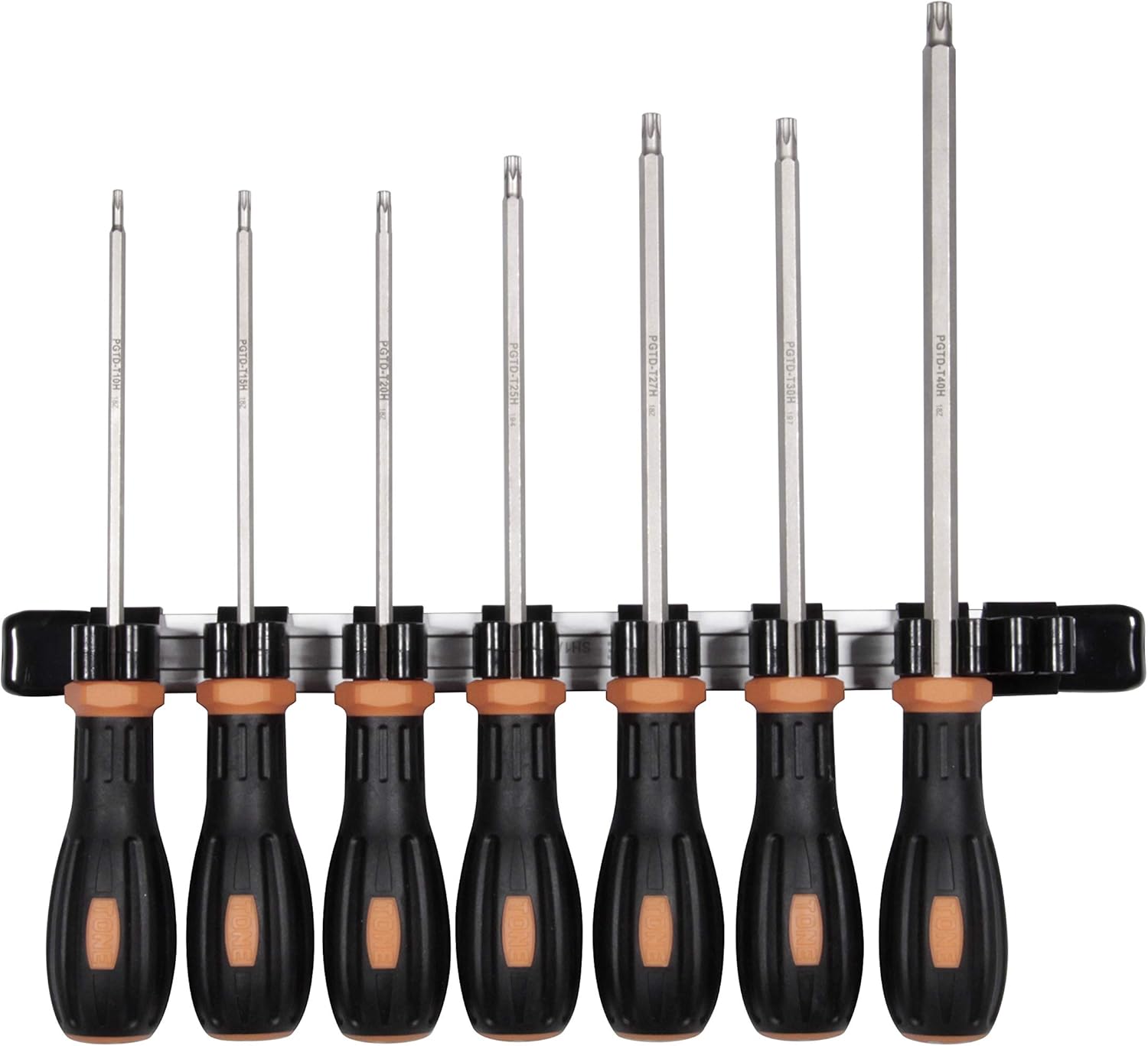 TONE Power Grip Torx Driver Set (Anti Fidging) PGTD700H, Includes 7 Pieces, Orange