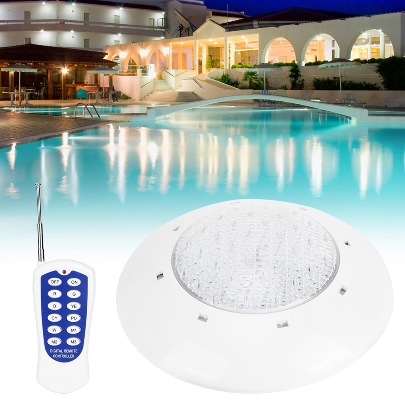 Ausla 360LED Schwimmbad-Wandleuchte, PC ABS RGB Unterwasser-Poolleuchte 35W 3000lm mit Fernbedienung, IP68 Pool-Wandleuchte für Eingelassene Pools, Brunnen, Teiche, Gärten