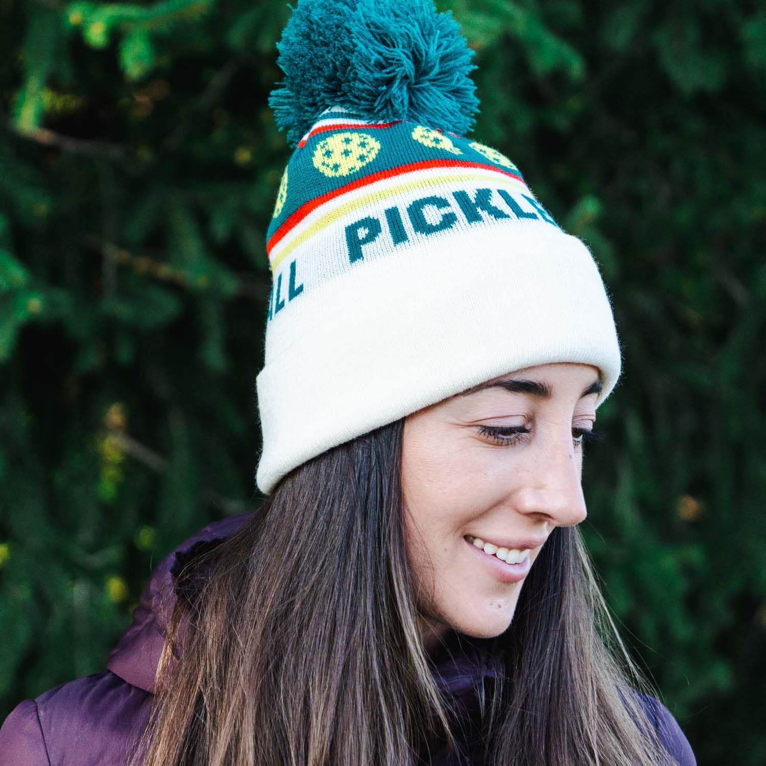 ChalkTalkSPORTS Pickleball Knitted Beanie Hat | Pickleball Pom Beanies