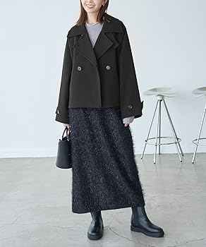 ラベンダー ショート/クロップド ジョセフィーヌ デザイン コート ボレロ 毛皮 送料無料】ダブルフェイスカシミヤ ラップコート（JF008754