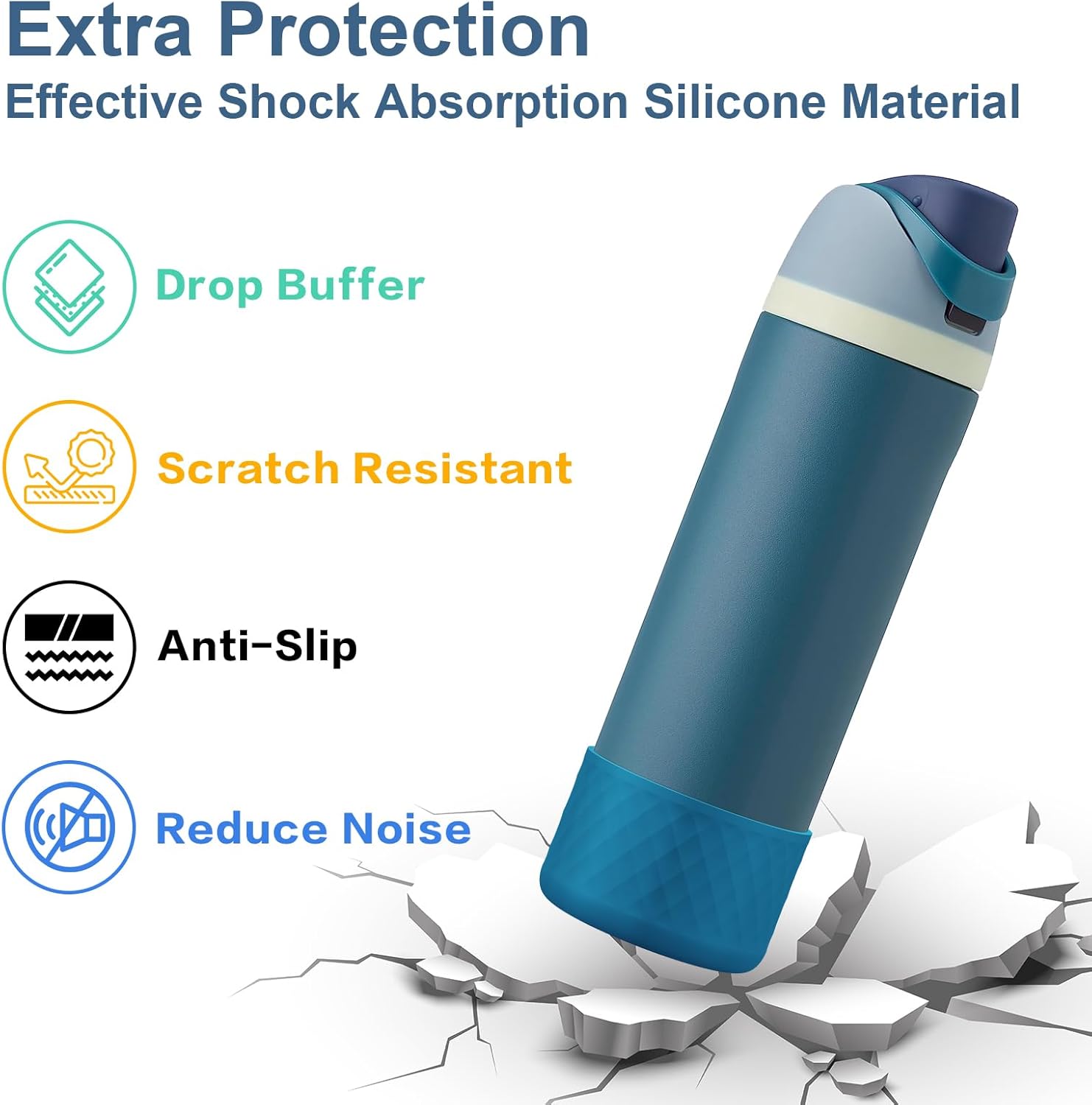 2PCS Silicone Water Bottle Boot for Owala 24oz, Protective Bottom Bumper Anti-Slip Sleeve for FreeSip, Twist, and Flip Stainless Steel Bottles, Dishwasher Safe and BPA Free(Dark Blue)