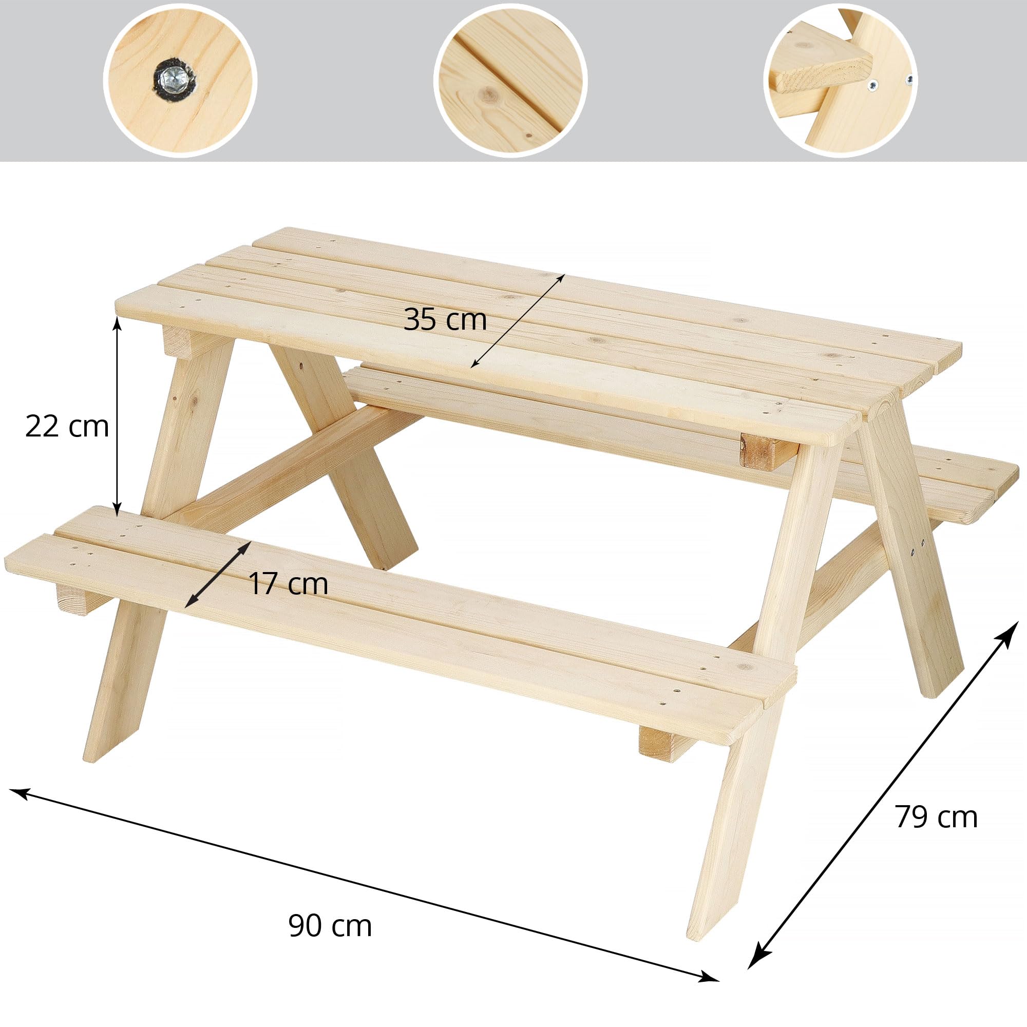 SPRINGOS Tavolo da giardino 2 in 1 Tavolo da picnic per bambini 90 x 79 x 50 cm in legno massiccio Panchina Picnic Tavolo da giardino