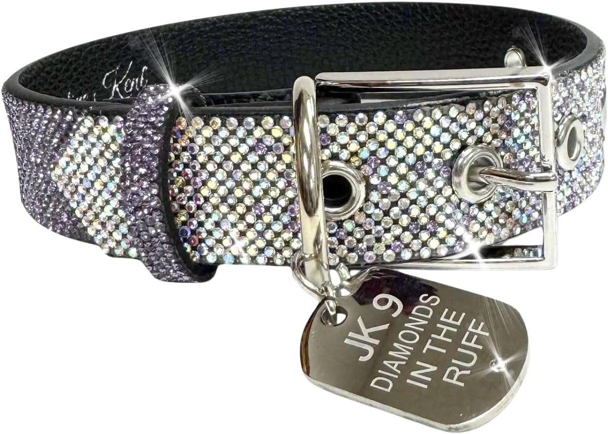 Jacqueline Kent Crystal Embellished Dog Collar, Medium JKDC114 (Purple Ombre)