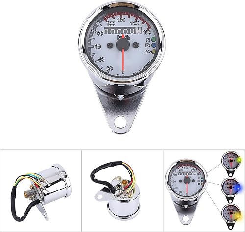 Miniatura 6 de Odómetro Velocímetro de Motocicleta con Retroiluminación LED Ajuste Universal para Motos de 12V Medidor de Repuesto en Plateado