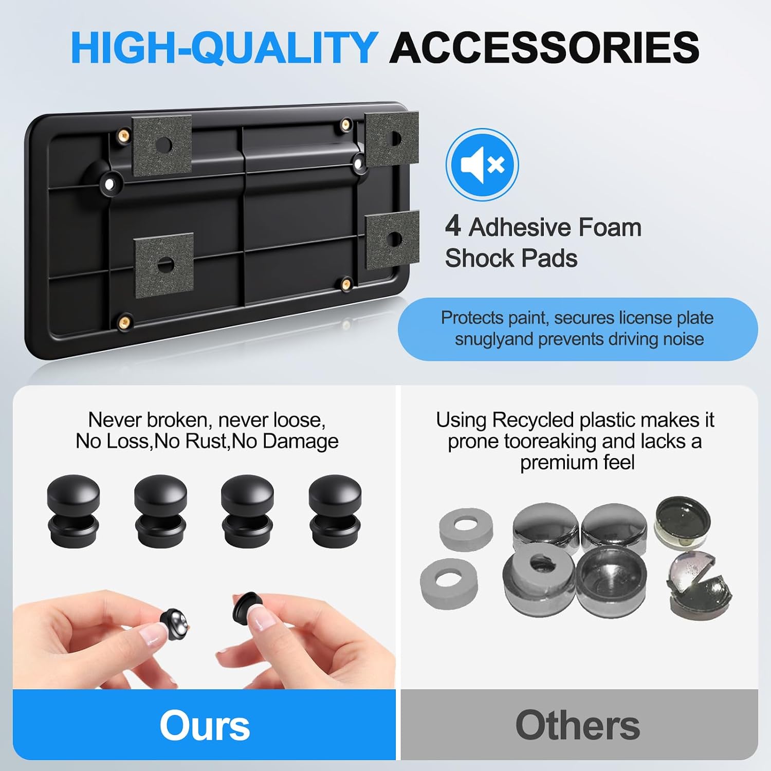 Rear License Plate Holder for Tesla Model Y(2020-2024)& Model 3(2017-2023),Rear License Plate Frames for Tesla Model 3&Y Accessories,Rear Number Plate with Anti Theft Screw Kit-OE:109684400B
