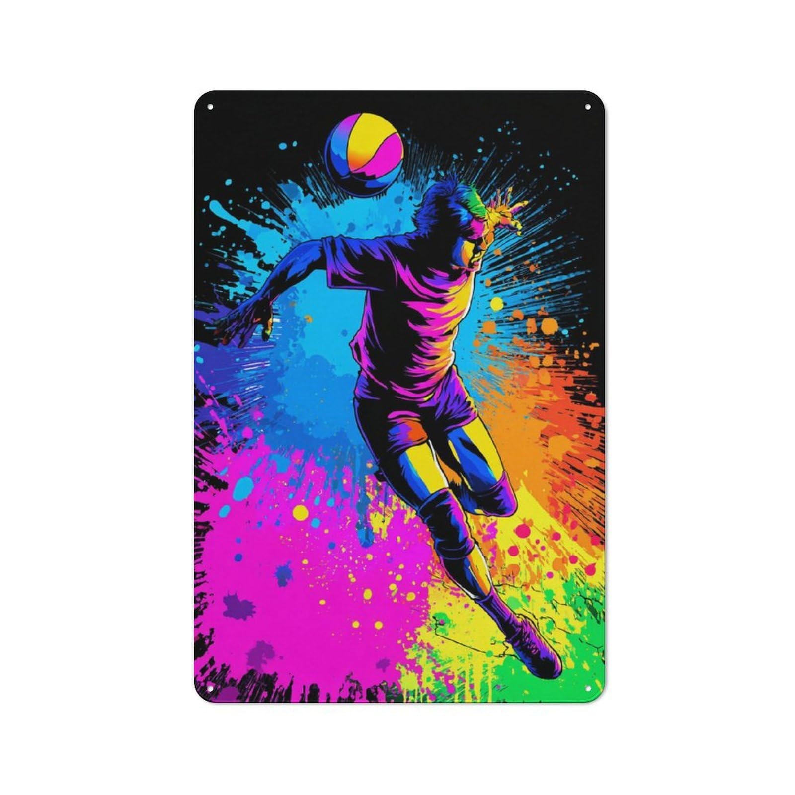 Vibrant Soccer Player in Action Classic Metal Wall Decor 30x20cm, Decorative Tin Plaque for Cafe, Pub, Workshop Or Home Bar