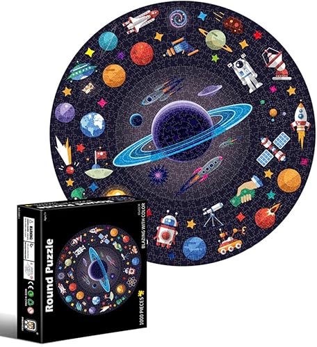 Rompecabezas redondo de 1000 piezas para adultos y adolescentes rompecabezas espaciales coloridos