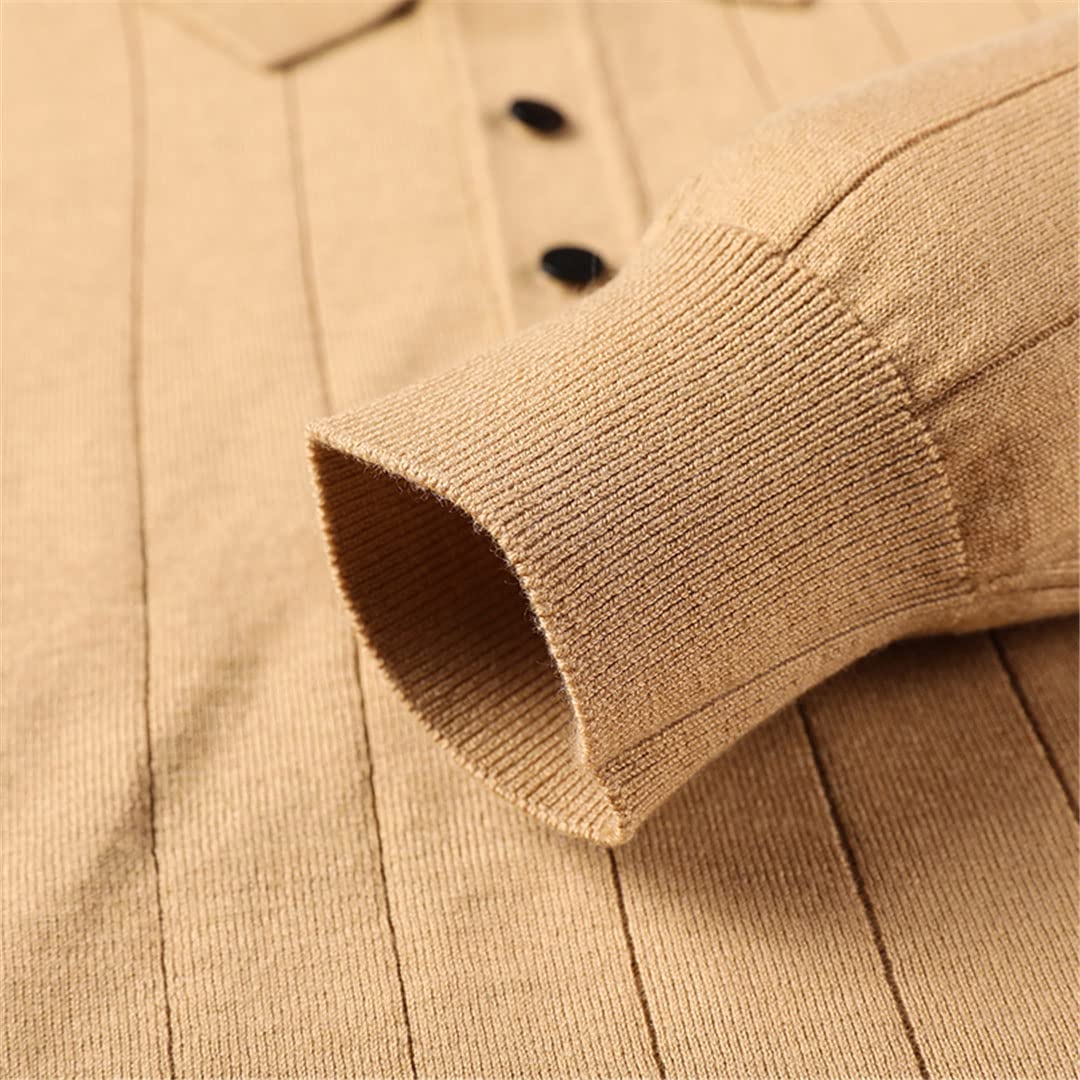 Vogrtcc Męski cienki sweter moda biznesowa klapa klasyczny sweter w jednolitym kolorze