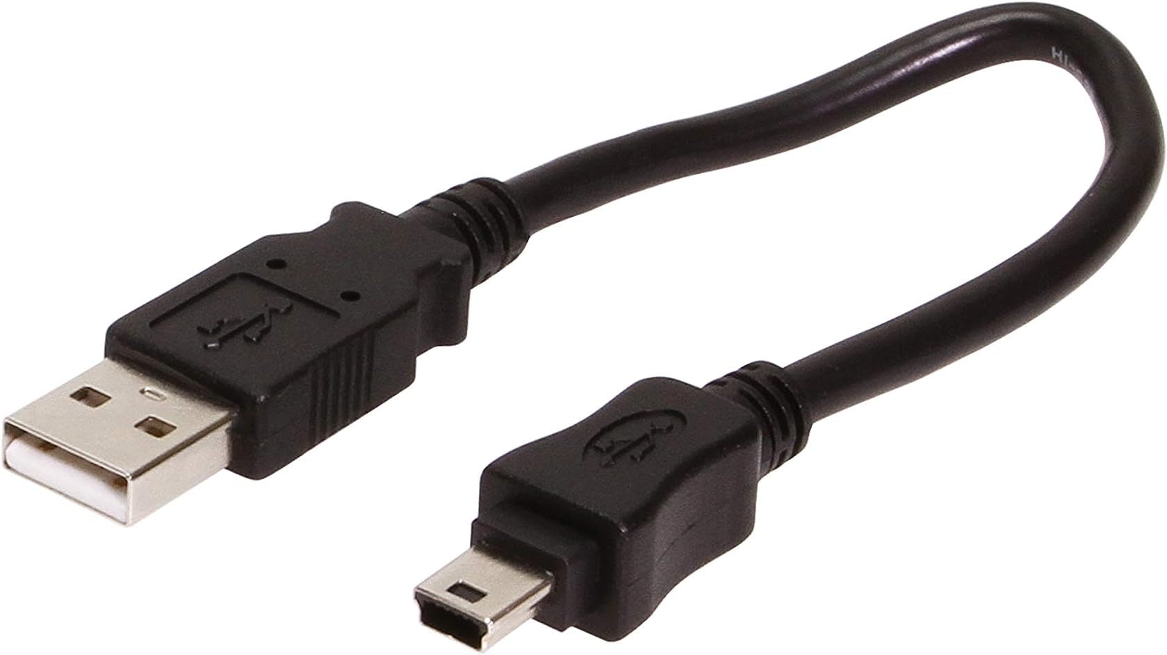 USBGear 8 inch Black USB A to Mini B Cable