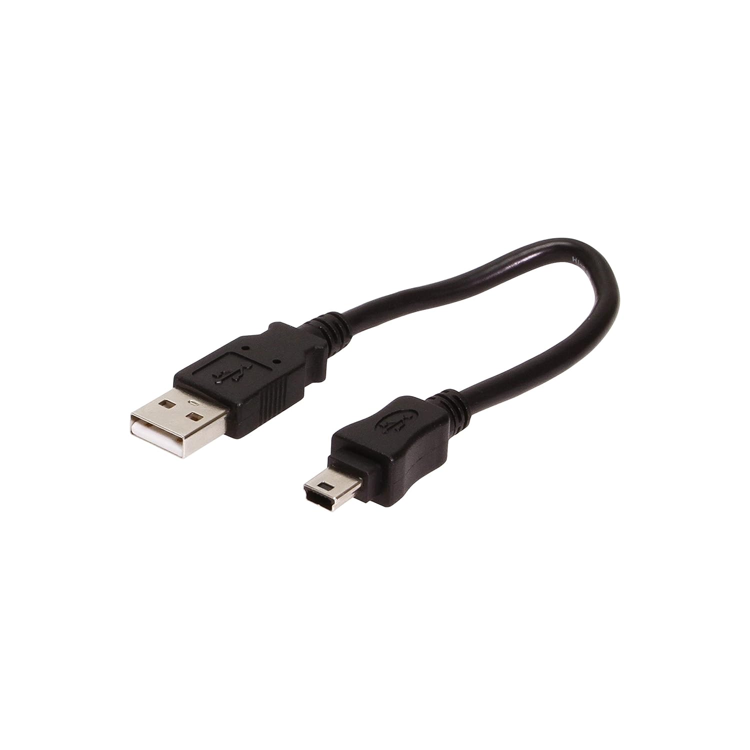 USBGear 8 inch Black USB A to Mini B Cable