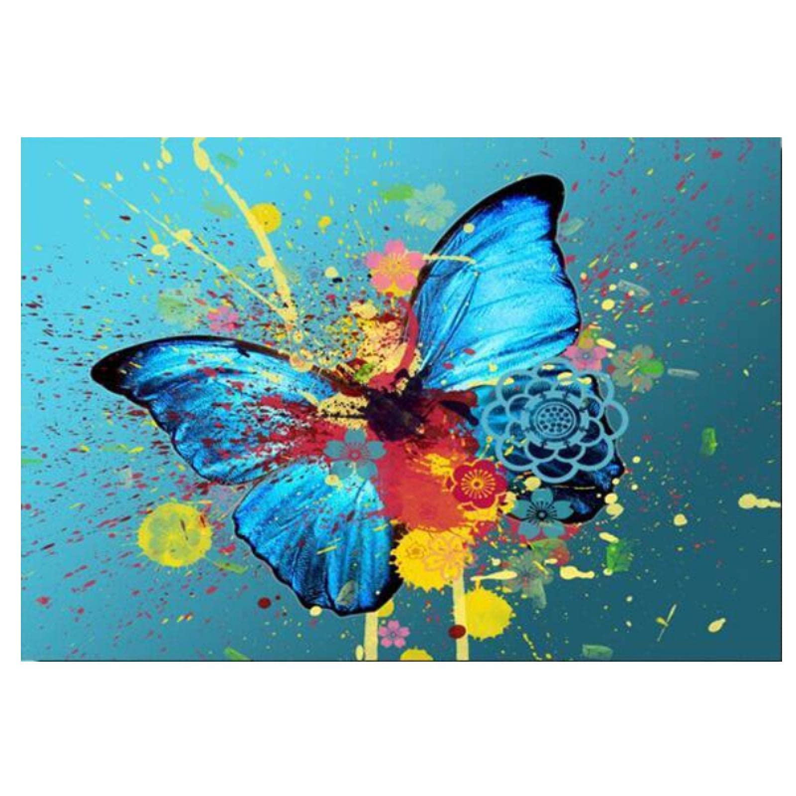 Amazon.co.jp: 写真落書き水彩画の壁の蝶の絵画抽象的な蝶ポップ