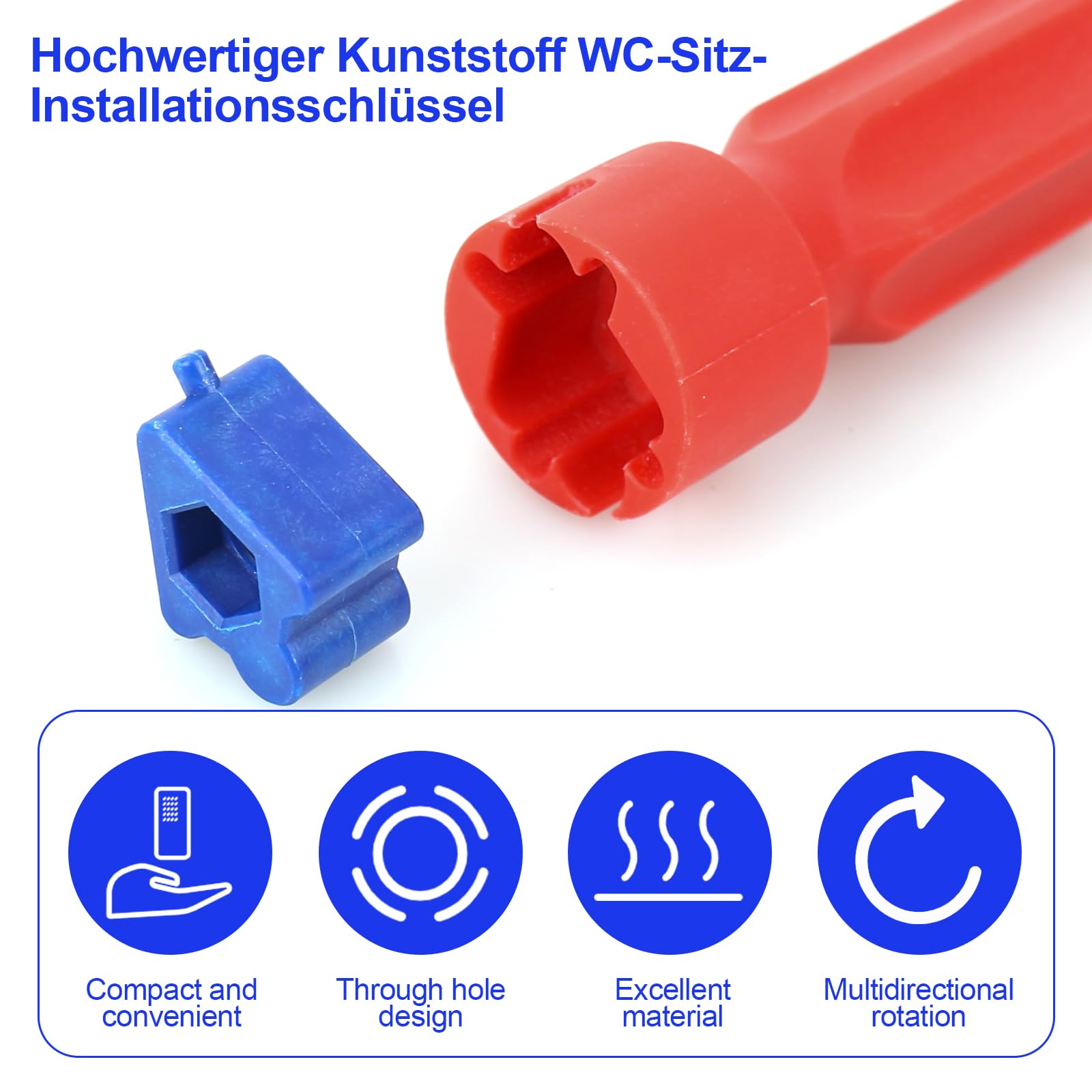 WC-Sitz-Installationsschlüssel, Universeller Toilettensitz Schlüssel 20cm für Klodeckel und Toilettendeckel mit Ventilfunktion