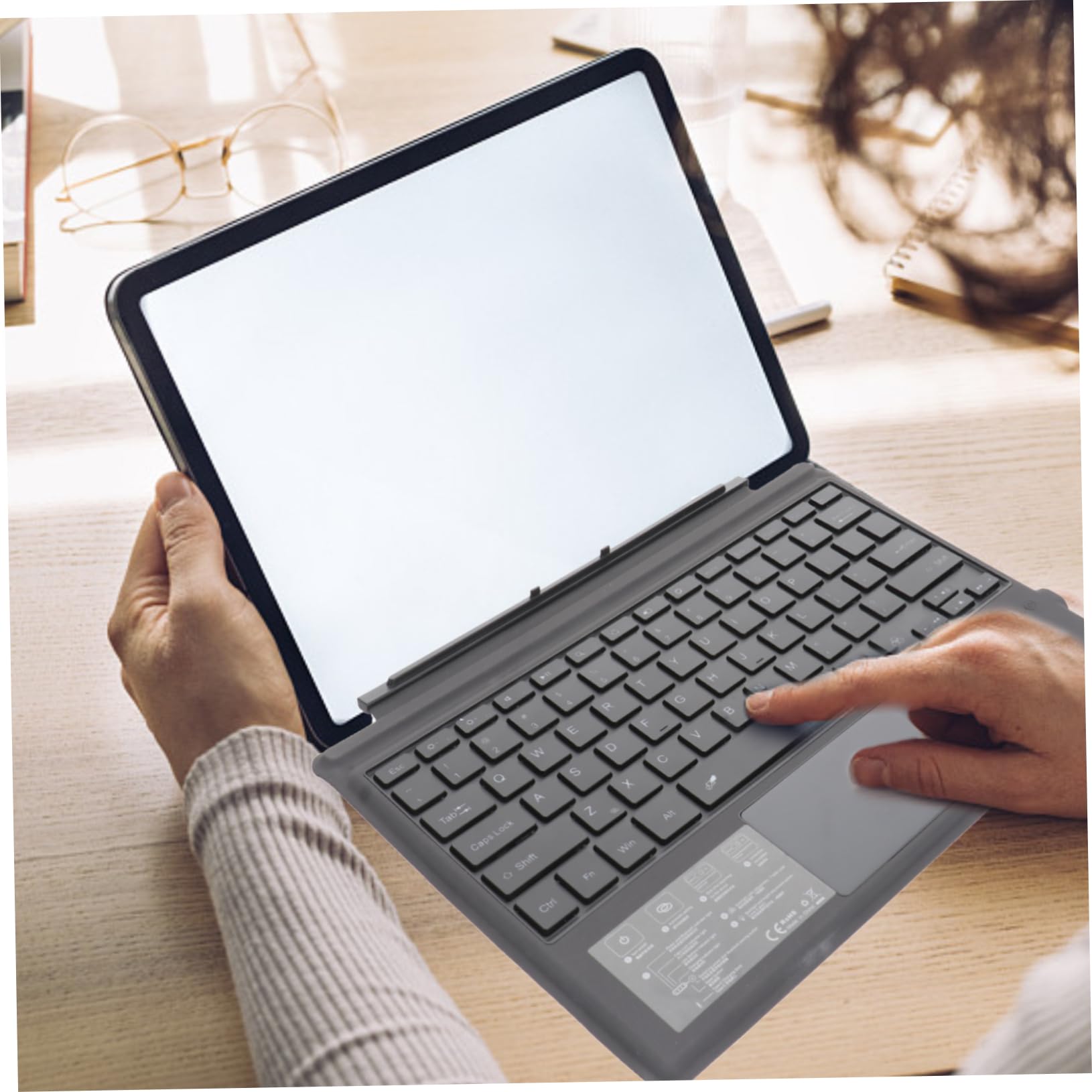 Veemoon Custodia Tastiera per Tablet /6/5/4/3, Guscio Protettivo in Plastica Retroilluminazione, Doppia Angolazione Regolabile, Risparmio Energetico Automatico per Uso Professionale