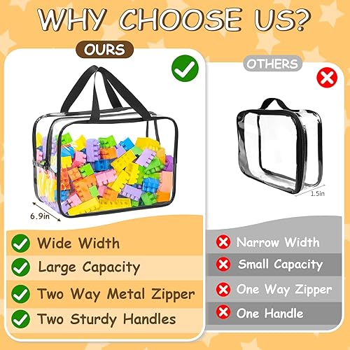 Miniatura 5 de 6 paquetes de bolsas de almacenamiento de juguetes extra grandes, 12.6 x 9.25 x 6.9 pulgadas, bolsas organizadoras de juguetes transparentes