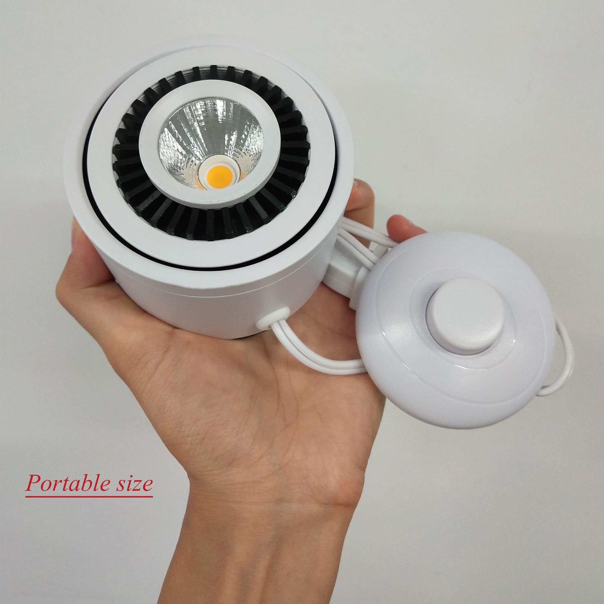 7W LED Accent Uplight mit 1,8m Schaltkabel, Dimmbares Spotlight mit Fernbedienung, led Wandleuchte Wandspot mit Schalter für Gemälde Platte Galerie Ausstellung,Schwarz