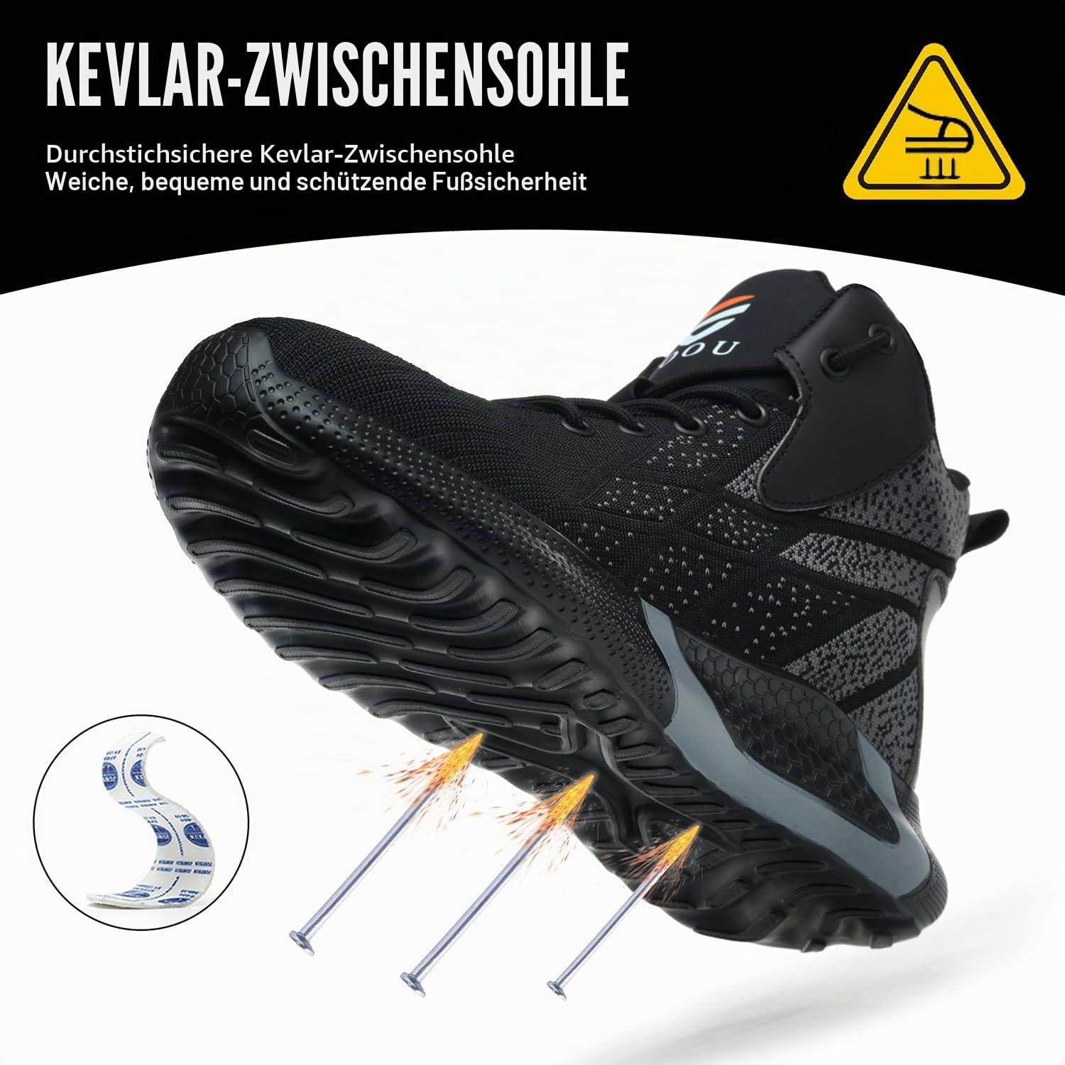 Sicherheitsstiefel Herren Damen Leicht Arbeitsschuhe Hoch Schutzschuhe | Bequeme Sicherheitsschuhe mit Stahlkappe, Atmungsaktiv, Sportlich, Stahlkappenschuhe für Logistik, Lager & Industrie