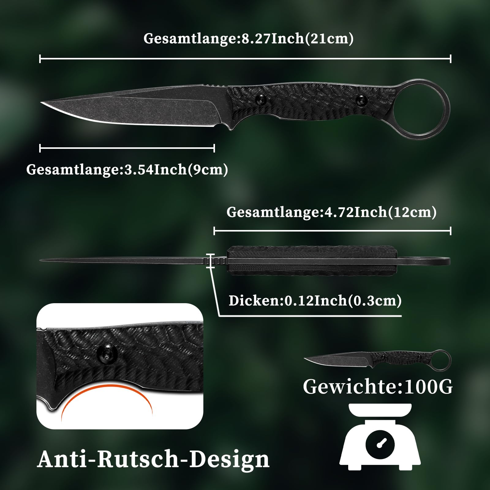 SMITH CHU Outdoor Messer Feststehende Klinge mit Kydex Scheide, hergestellt aus 5Cr15MoV Stahl, Stonewashed Full-Tang Survival Messer mit G10-Griff, Geschenk für Männer