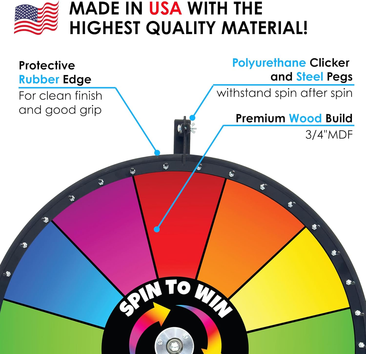 Spin to Win Floor Stand Dry Erase Prize Wheel – 30 Inch Spinning Wheel Game, Durable Wood Construction, Balanced for Fair Odds, Trade Show Booth Raffle Event
