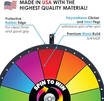 Spin to Win Floor Stand Dry Erase Prize Wheel 24 Inch Spinning Wheel with Special Sections, Durable Wood Construction, Balanced for Fair Odds, Trade Show Booth Raffle Event