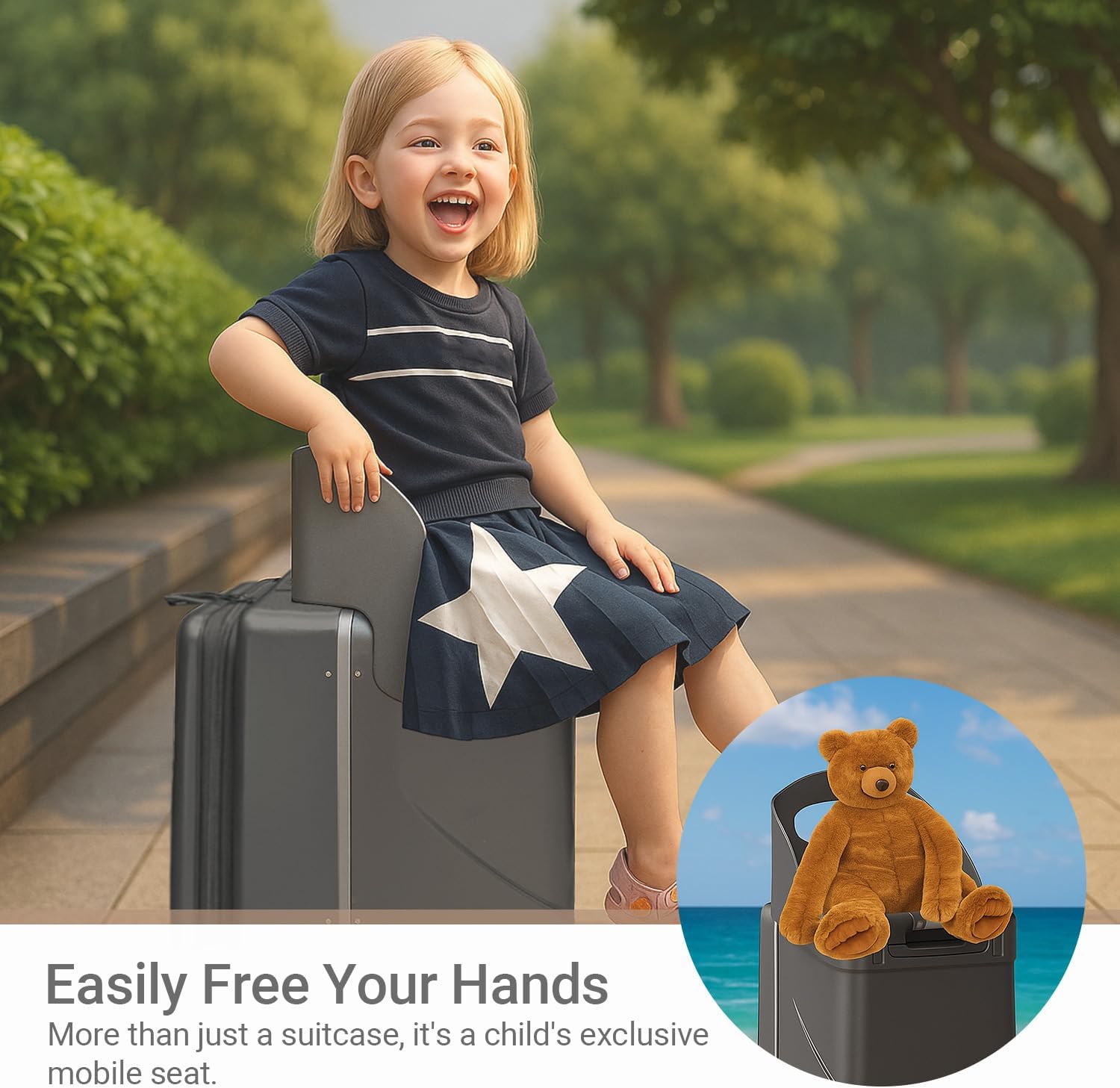 Ride on Suitcase for Kids - Lightweight Rolling Luggage with Wheels, Durable Design for Children Ages 3-8, Perfect for Travel