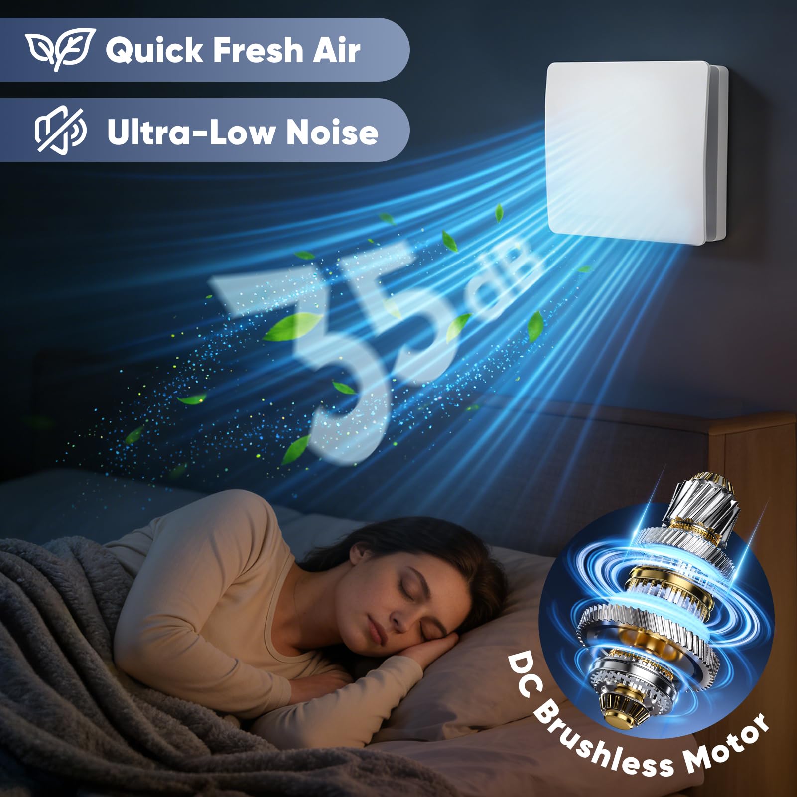 Ventilatore da bagno silenzioso da 100 mm con telecomando, timer e 3 impostazioni di velocità, flusso d'aria di 150 m³/h, quadrato bianco, montaggio a parete/finestra, IPX4, cucina, bagno doccia 35 dB