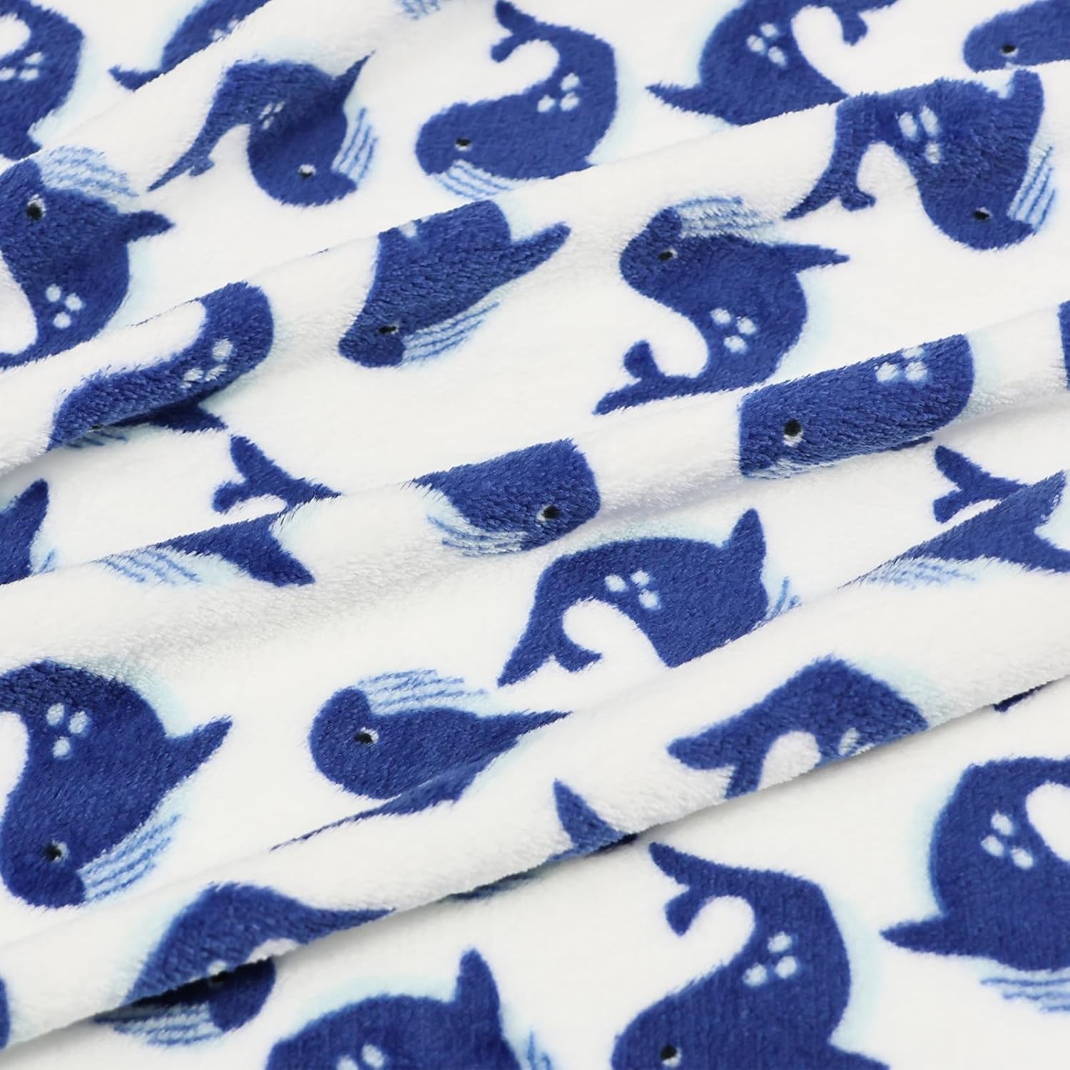 Baby Fleece Blanket, 30×40" Soft Warm Plush Blanket for Newborn Infant Toddler Boys Girls, Blue Whale